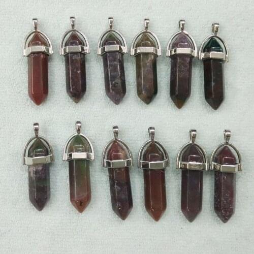 2019 Fashion high quality natural india onyx bullet shape charms Chakra pendants fit necklace making 12pcs/lot Wholesale free