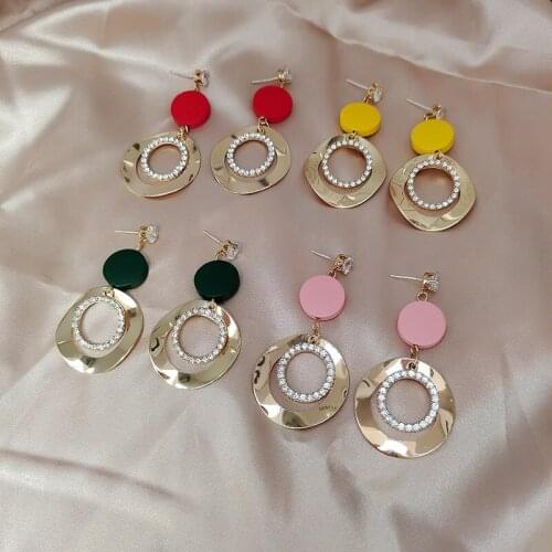 Fashion earrings geometric long round earrings women