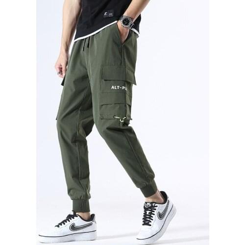 Fashion Japanese Pants Mens 2021 Students Thin Overalls Casual Sportswear Sports Loose Simple Multi-pocke Streetwear Trousers