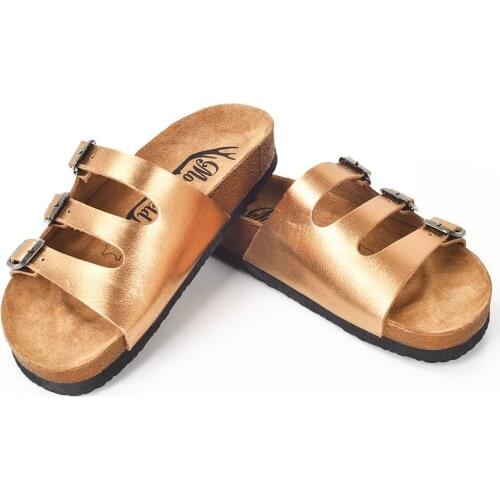 Moosefield Genuine gold and silver color Leather Womens Slippers New Season Summer Womens Slippers MD-14MMF