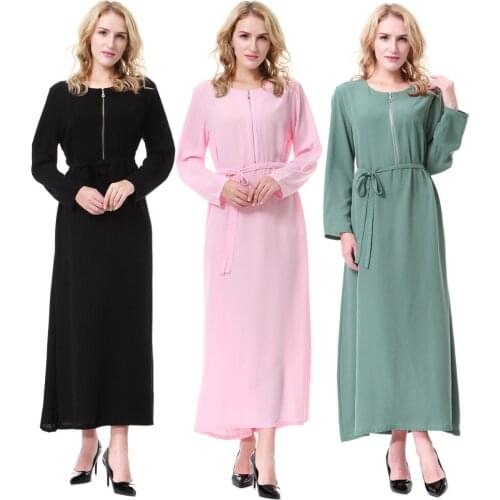 Muslim Maxi Dress Long Sleeve Abaya Long Skirt Robe Gowns Tunic Kimono Jubah Middle East Ramadan Arab Islamic Clothing CN-081