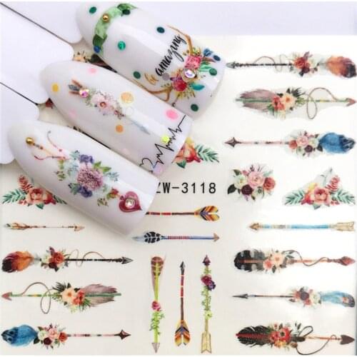 Flower Series Nail Art Stickers Water Transfer Stickers Full Wraps Deer/Lavender/Animal/Leaves Designs Nail Tips For Manicure
