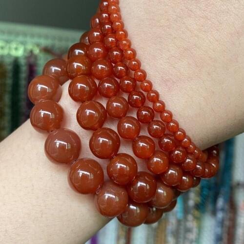 Natural Red Agates Stone Beads For Jewelry Making Round Carnelian Loose Beads Diy Bracelet Necklace Accessories 4 6 8 10 12mm