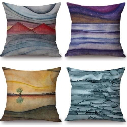 Sand Painting Art Landscape Geometric Pillow Case Cushion Cover Car Seat Office Chair Luxury Home Decoration Throw Pillow Cover