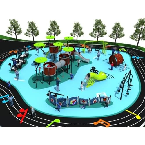 2018 NEW amusement outdoor playground with PE board roof and steel slide music theme park YLW-OUT180302