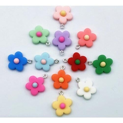 New 5pcs Frosted resin flower pendant with rounded corners Color Earrings Earrings, Stud Pendant, DIY Jewelry Accessories