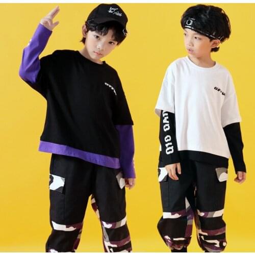 Autumn Childrens Clothes Boys Jumpers Casual Sweatshirt Sportswear Loose Coats Tops Sweatpants Street dance practice garment 8T