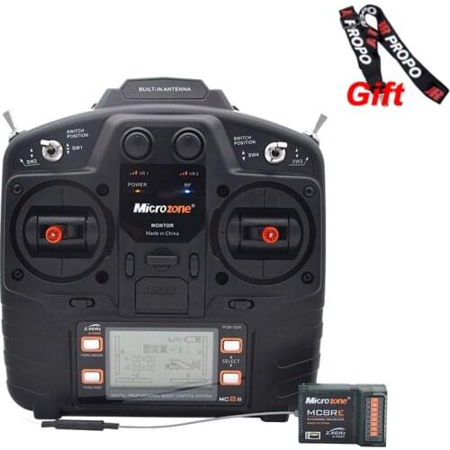 Microzone MC8B 2.4G 8CH Remote Control Transmitter & MC8RE 8CH Receiver radio system for RC aircraft fixed-wing helicopter drone