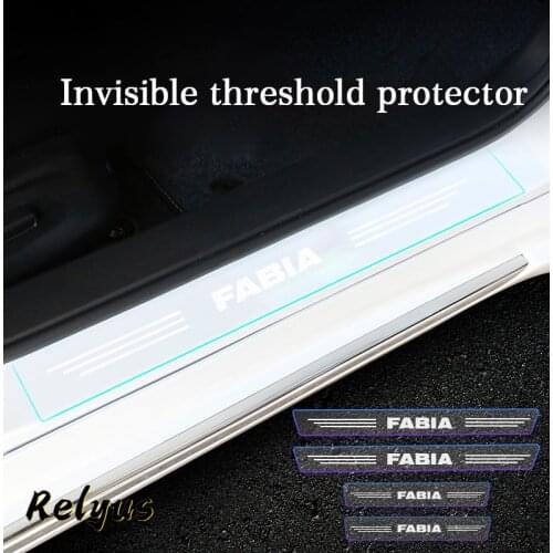 4Pcs Transparent Car Door Sill Protector Threshold Protective Film Decorative Stickers For Skoda Fabia 1 2 3 MK1 MK2 MK3 NJ3 NJ5