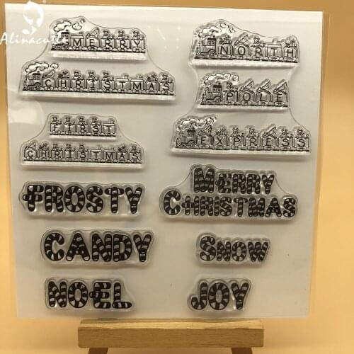CLEAR STAMPS Christmas Sentiment Scrapbooking Card Album Paper Craft Rubber Roller Transparent Silicon AlinaCraft 20102401