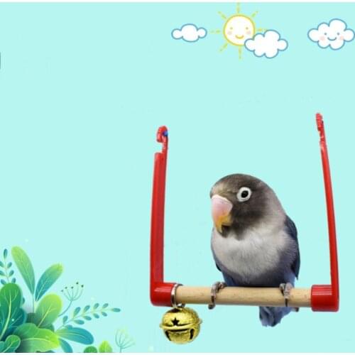 Bird Parrot Swing Chewing Toys Hanging Bird Cage Toys with Movable Bell for Small Finches Macaws Love Birds