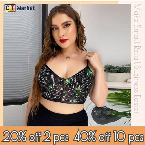 Plus Size Shining Cami Top Women Sexy Lingerie Party Vest Wholesale Bralette CT16863