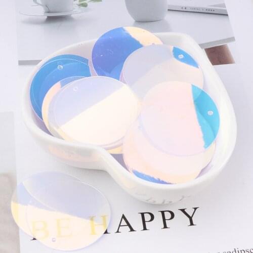Blue Crystal 6-50mm Large Round Sequins PVC Flat Paillettes Sequin DIY Sewing Craft, Women Garments Accessories With 1 Side Hole