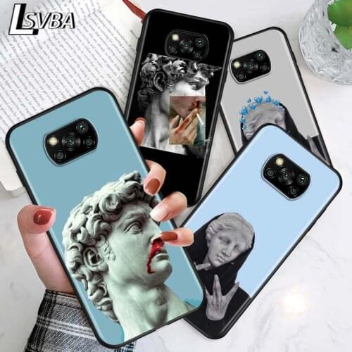 Michelangelo Art Statue for Xiaomi Poco X3 NFC X2 M3 M2 F2 F3 Pro C3 F1 A2 Lite Mix3 Play Silicone Soft Black Phone Case