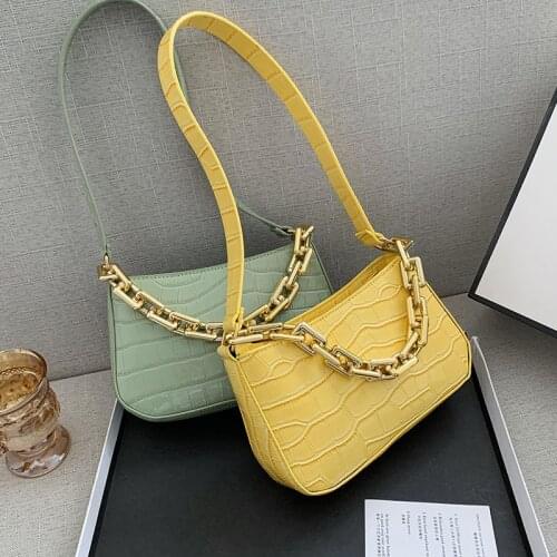 Wriufred Armpit bag crocodile pattern new bag female chain baguette bag mobile phone bags fashion hand single shoulder bag