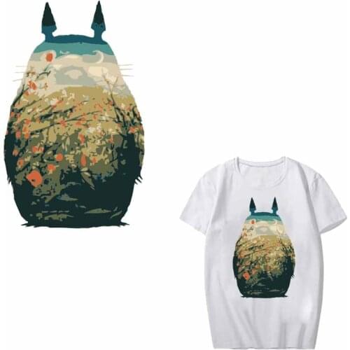 Iron on Transfer Totoro Patches for Clothes DIY T-shirt Applique Heat Transfer Vinyl Ironing Stickers on Clothes Thermal Press