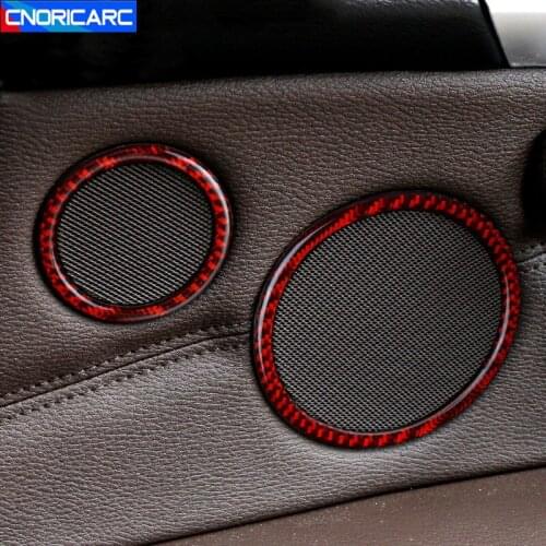 Carbon Fiber Car Styling Door Stereo Speaker Decoration Cover Stickers Trim For BMW X5 E70 X6 E71 2008-2014 Interior Accessories