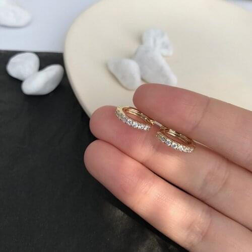 Gold Color CZ Zircon Earrings for Women Geometric Small Hoop Earrings Huggie Jewelry Wedding Bijoux Hoops Brincos