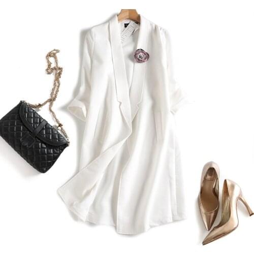 2021 Spring And Autumn New Korean Women Loose Long Linen Cardigan Jacket Ladies 3/4 Sleeve Solid Large Size Blazer Jackets e041