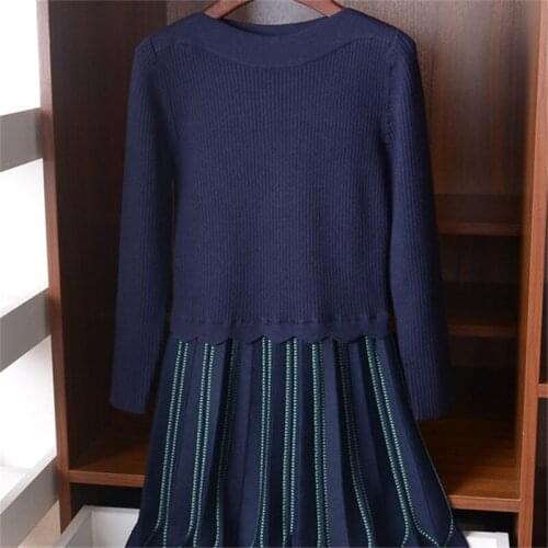 Viscose polyester blend knit women French style Oneck ruffles long pullover sweater S-L retail wholesale