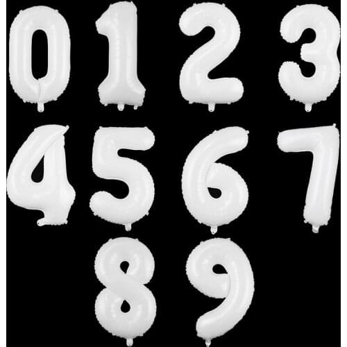 1Pcs 32inch White Number 0-9 Foil Balloon Happy Birthday Party Decor Baby Shower Kids 1st Birthday Wedding Anniversary Supplies