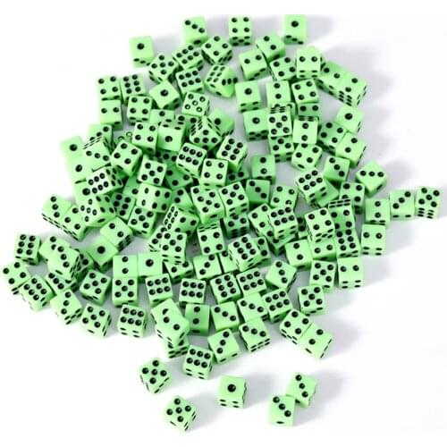 100 Pcs/lot 6 Sided Dice Yellow/White/Green/Red Square Point Dice Puzzle Game Send Children DIY Game Accessory 8mm
