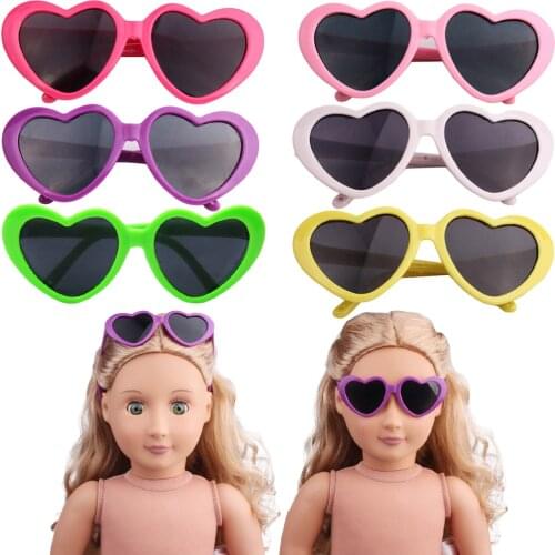 18 Inch American Doll Girls Plastic Love Glasses Sunglasses Baby Toys Accessories Fit 43 Cm Boy Dolls Gift c202