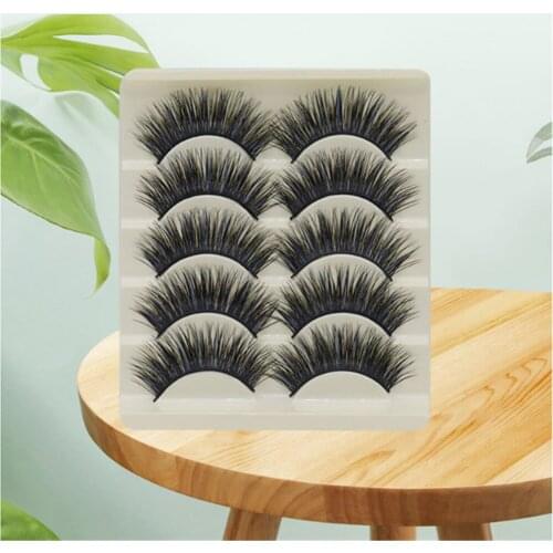 5 Pairs Blue+Black Long Thick Cross False Eyelashes Handmade eye lashes Extension Beauty Makeup Tools Accessories Dropshipping