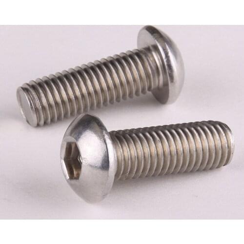 5PCS 304 Stainless Steel Pan Head Round Mushroom Head Socket Head Cap Screws Screws M6 * 35 ISO7380
