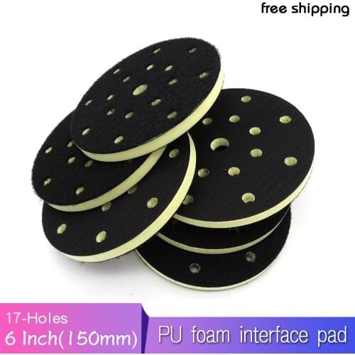 5PCS 6" 17-Hole PU Foam Interface Pad 150MM Medium Density Hook & Loop Sander Backing Pad Polishing Pad Power Tools Parts