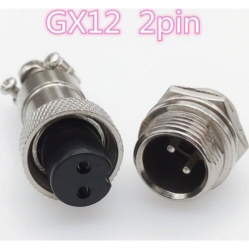 5Pcs/Lot Gx12-2 Gx12 2 Pin Diameter 12Mm Male & Female Wire Panel Connector Circular Screw Type Electrical Connector Socket Plug