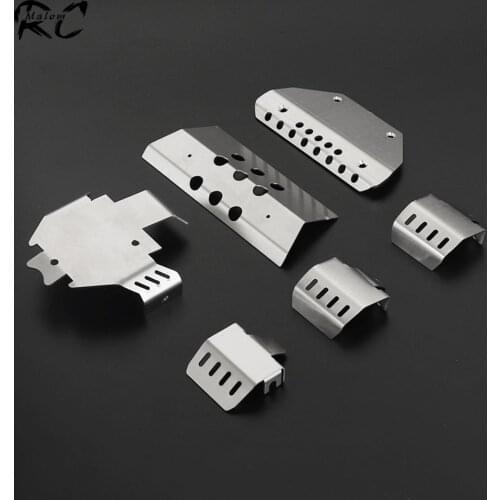 6Pcs Stainless Steel Chassis Armor Front & Rear Axle Bumper Protection Plate for 1/10 RC Crawler Traxxas TRX-6 G63 6x6 Upgrade