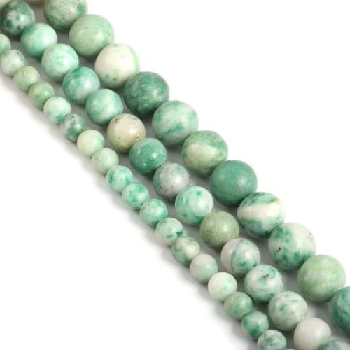 Natural Stone Beads Round High Quality Pea Green Beads Loose Spacer beaded for Jewelry Making DIY Bracelet Necklace Accessories