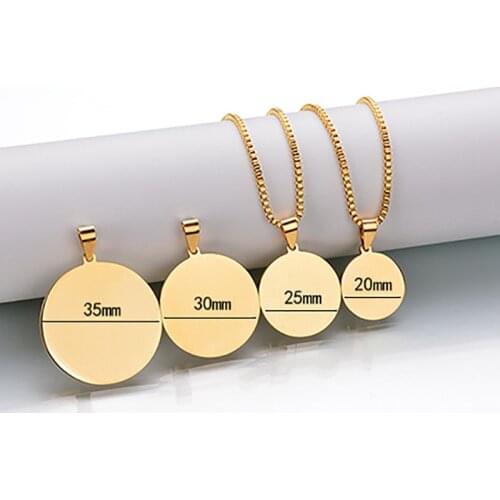 Military Army style Disc round Pendant Gold Blank Necklace Stainless Steel Dog Tags Chain Necklaces For Women man Jewelry