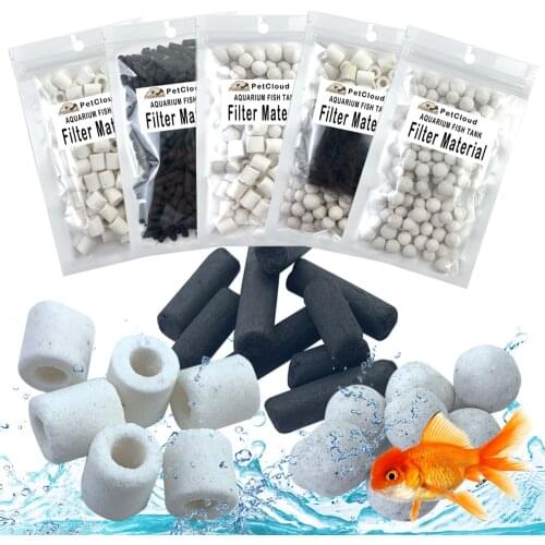 100g Aquarium Filter Media Activated Carbon Ceramic Rings Ball Foam Fish Tank Filter Media Bio Balls Aquarium Filter Accessories