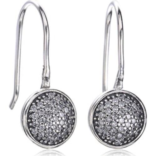 Good Quality New Collection Popular Famous Brand CZ Paving Round Head 925 Real Silver Earring Hook