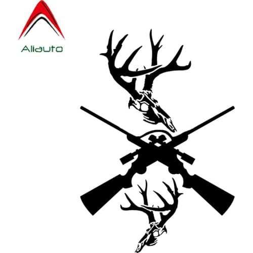 Aliauto Interesting Car Sticker Gun Hunting Deer Graphic Reflective Creative Decal Motorcycle Accessories Vinyl,18cm*12cm