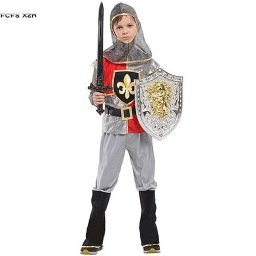 M-XL Boys Halloween Rome warrior Crusaders Costumes Kids Children Swordsman Knight Cosplay Carnival Purim Masquerade party dress
