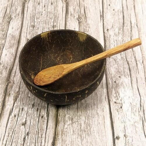 Creative natural coconut wooden bowl eco-friendly fruit salad noodle rice noodle ice cream wooden bowl