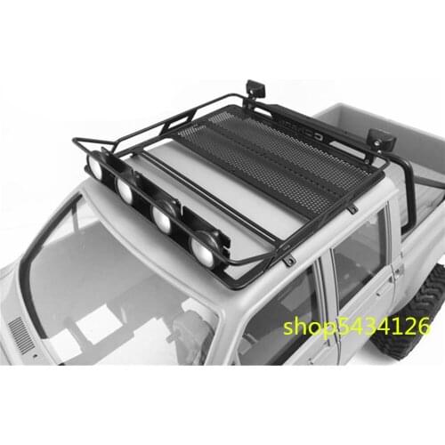 Metal Baggage Holder With Spotlights For 1/10 Rc Car Tamiya cc01 Traxxass Trx4 Axial Scx10 ii 90046 4WD TF2 LC70 Off Road Buggy
