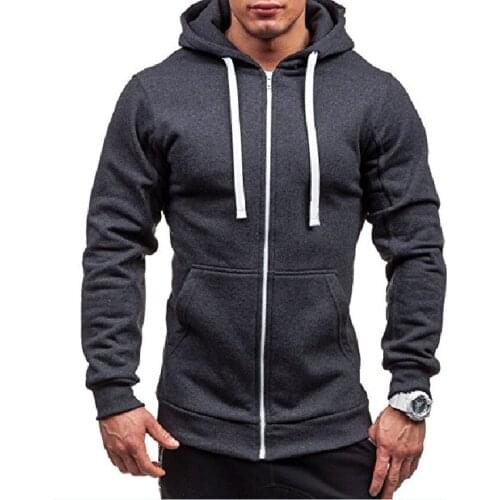 2020 mens Casual Solid color zip Drawstring hoodie male slim Simple Hooded Sweatshirts Spring autumn Elastic cuffs Cardigan Top