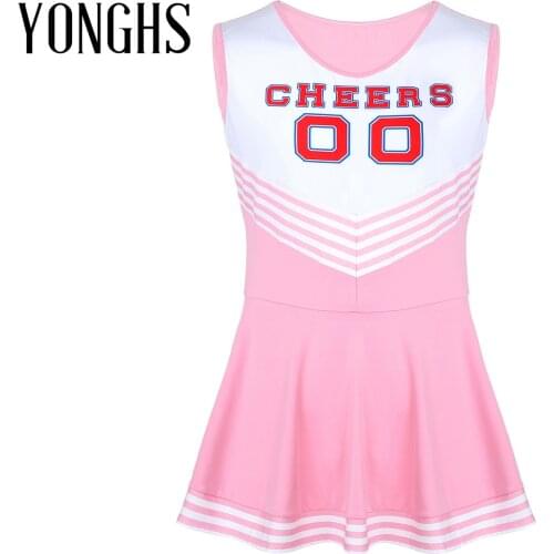 Men Lingerie Sissy Crossdresser Dress Charming Cheerleader Cosplay Costume Dress Scoop Neck Sleeveless Pleated Fancy Short Dress