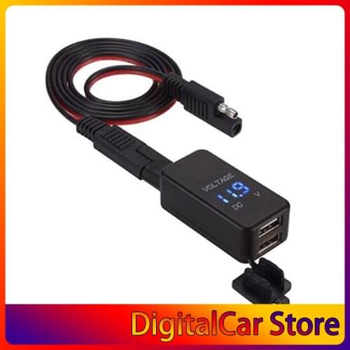 New Car Wire Dual USB 12-24V 3.1A Fast Charge Adapter For Mobile Phone MP3 Quick Charging Speed Charger Voltmeter Universal