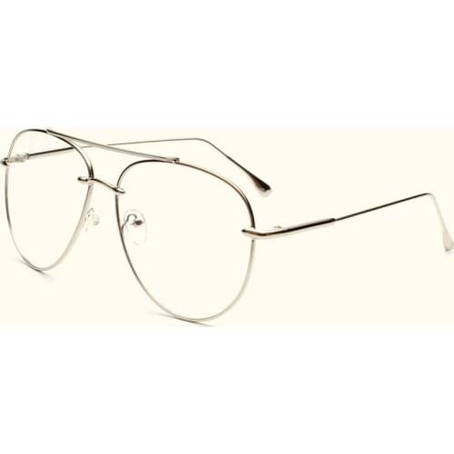 Vazrobe Aviation Glasses Women Men Large Face Eyeglasses Frames for Female Vintage Decoration Eyewear Clear Lens Gold Silver