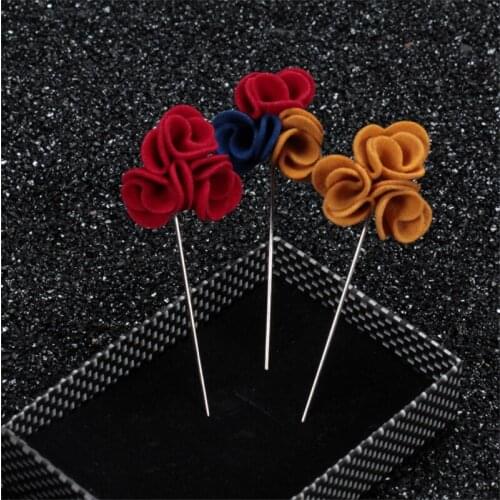 Wholesale Brooch 5Pcs/Lot Three Corsages Color Mixed Fabric Brooch Flower Brooch Men Lapel Pins For Women Wedding