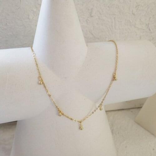 925 Sterling Silver Round Bead Necklace Gold Chain Fashion Wild Chokers Necklace For Women Mini Bead Necklace