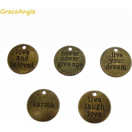 GraceAngie 5pcs Bronze Tone Little Pendant Charm for Handmade Inspiration Statement Jewelry Bracelet Necklace Vintage Finding