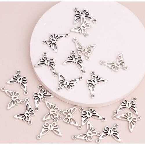 10pcs 16x14mm Retro DIY Pendants Jewelry Animal Butterfly for Bracelets Necklaces Handmade Finding Accessories