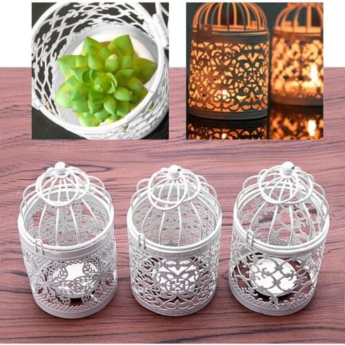 Hollow Holder Candlestick Tealight Hanging Lantern Bird Cage Vintage Wrought New New