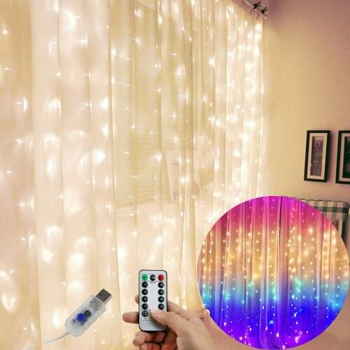 9.8 Ft USB Power Remote Control Curtain Fairy Lights Christmas Garland Lights LED String Lights Party Garden Home Wedding Decor